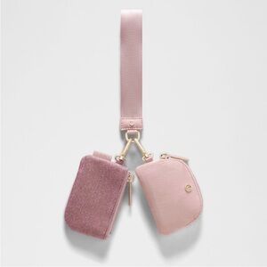 Lululemon Dual Pouch Wristlet Glitter Pink Champagne/Mink Berry/Gold NWT